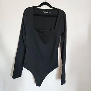 Abercrombie & Fitch Black Fitted Long Sleeve Bodysuit